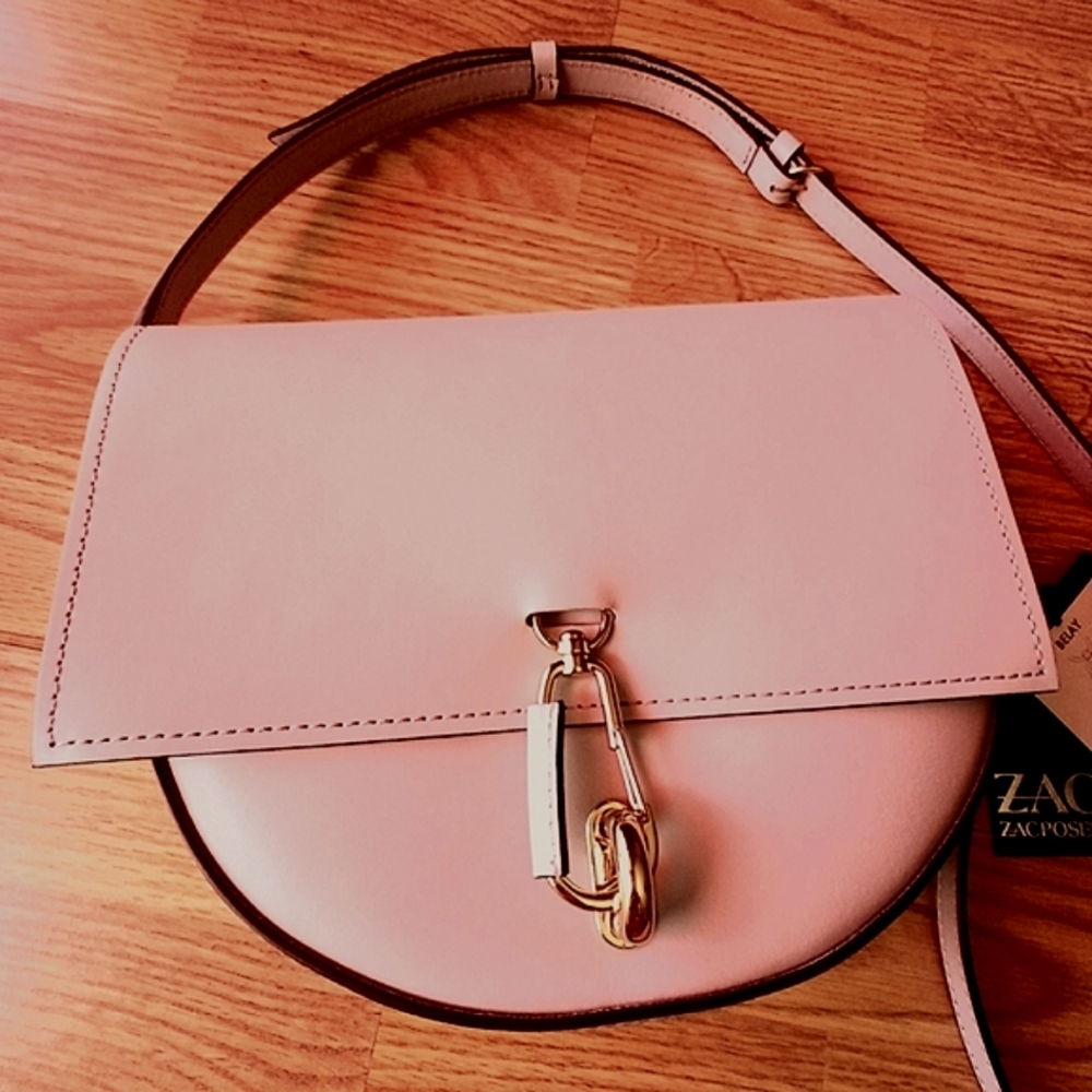 Zac Posen NWT ladies gray leather purse Belay Saddlebag crossover MSRP $295 - Picture 2 of 9